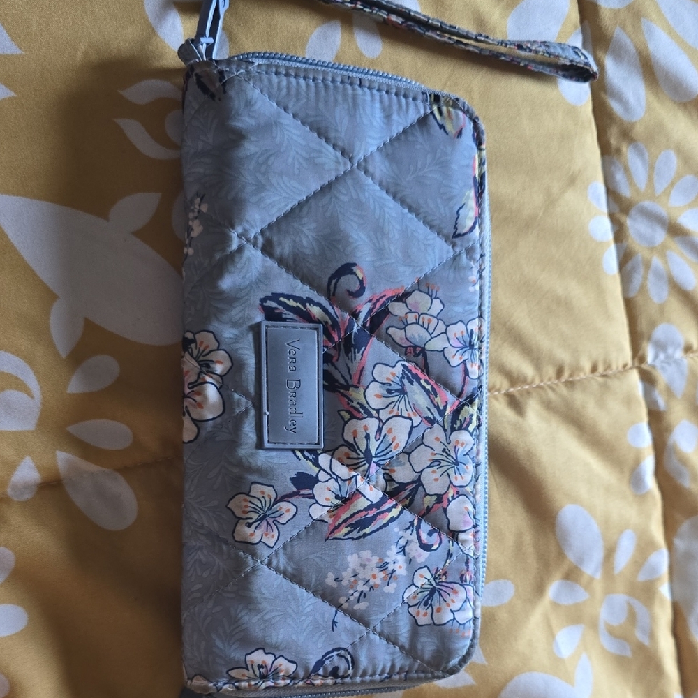 Vera Bradley Quilted Floral Wallet - Gray and Pink